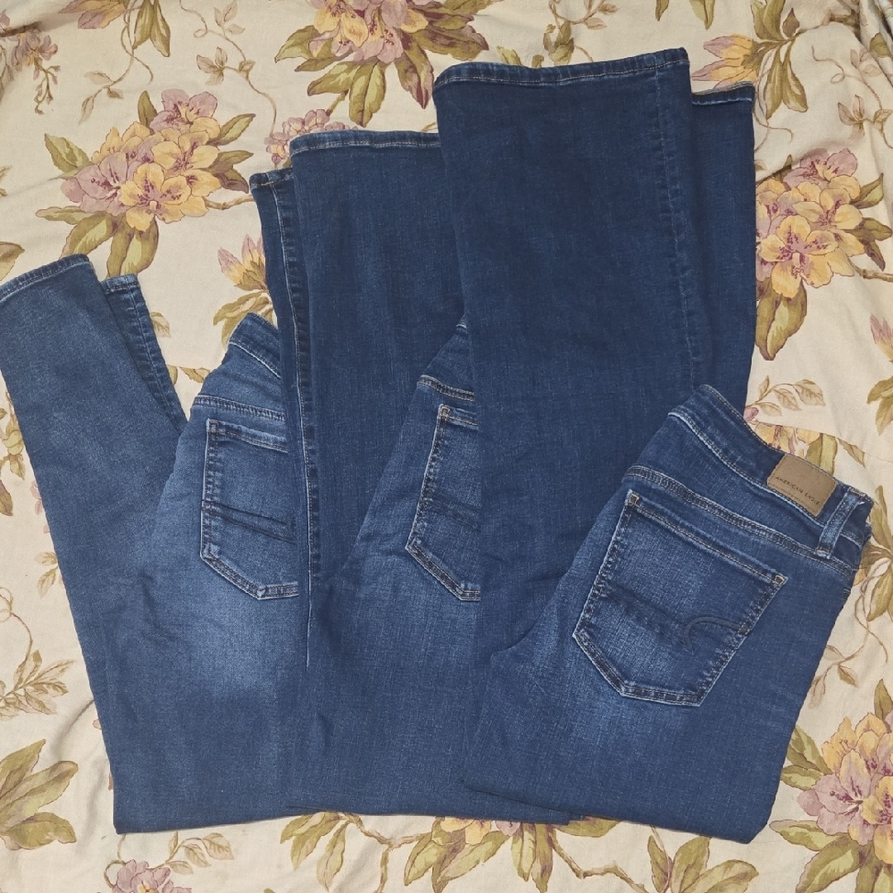 American Eagle Outfitters Dark Blue Jeans Bundle Size 8 Favorite Boyfriend Jegg